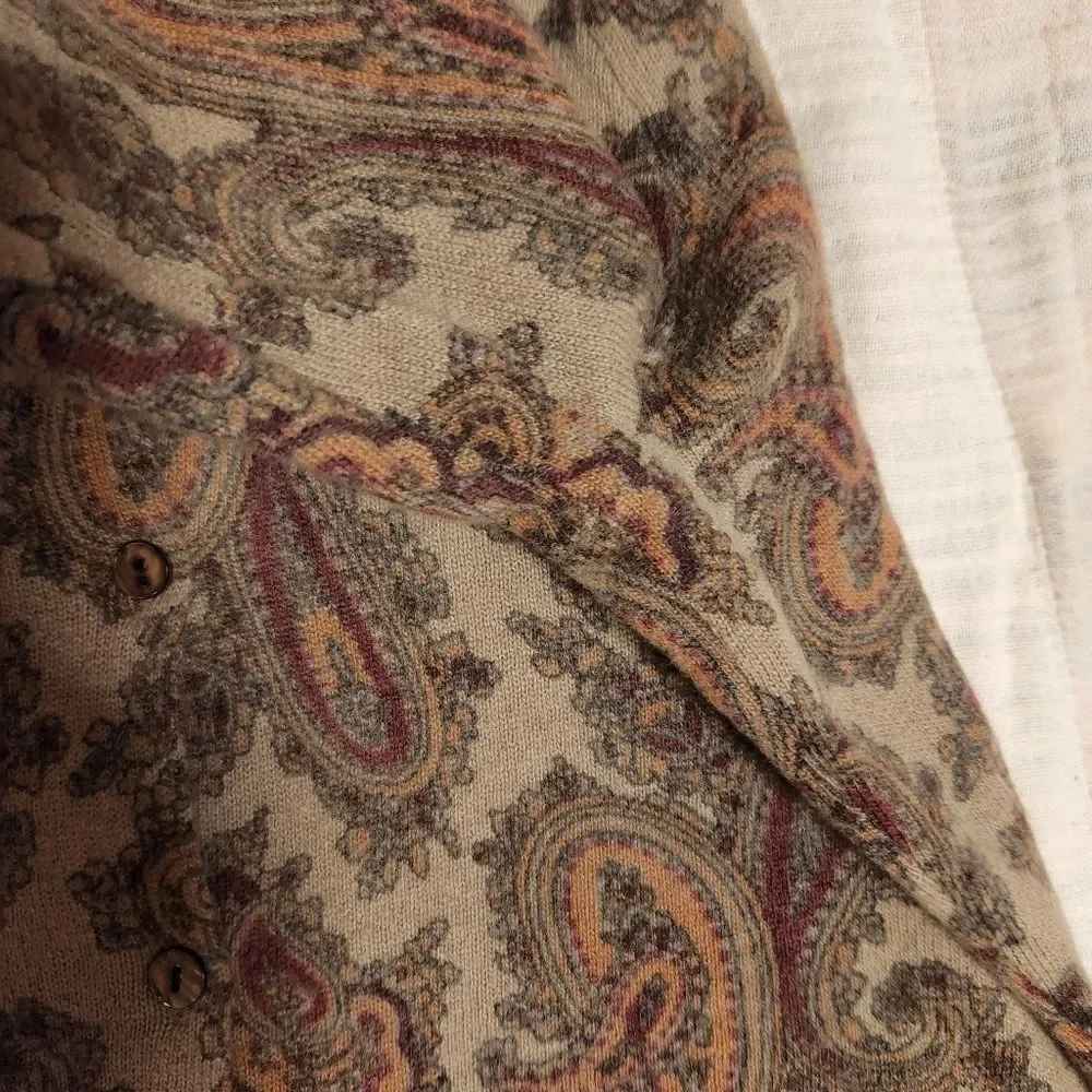 Susan Bristol vintage paisley print wool cardigan Size M